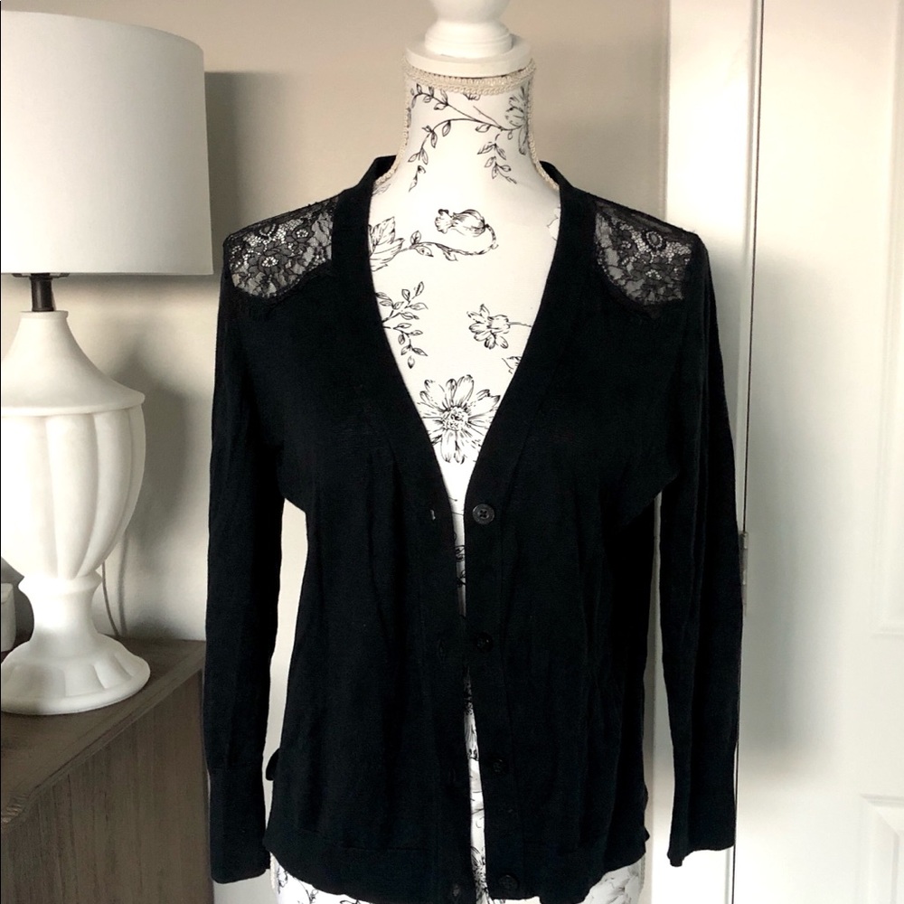 Juicy Couture Black Lace Shoulder Cardigan